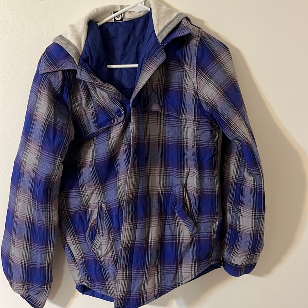 Roxy lined plaid hooded winter jacket, size medium